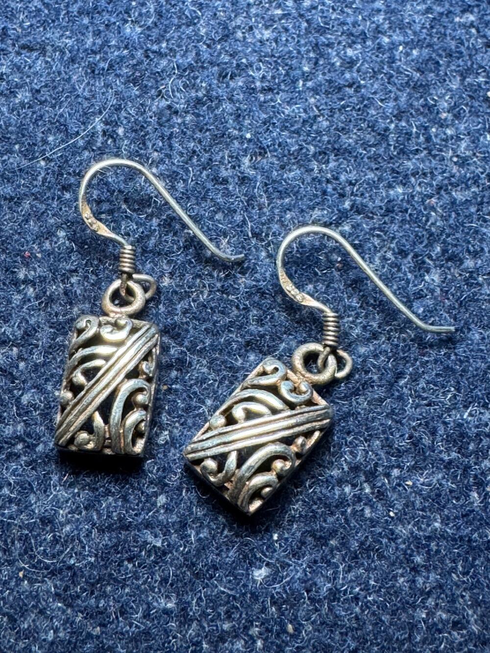 Vintage 925 Sterling Filigree Dangle Earrings
